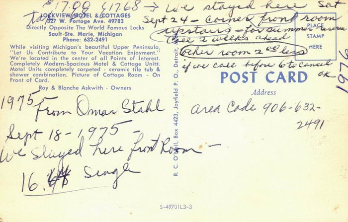 Lockview Motel & Cottages - Old Postcard